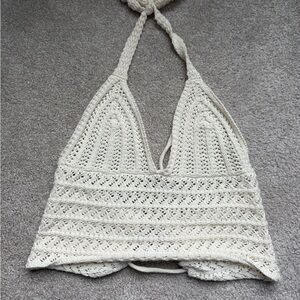 Crochet Halter Top in Cream